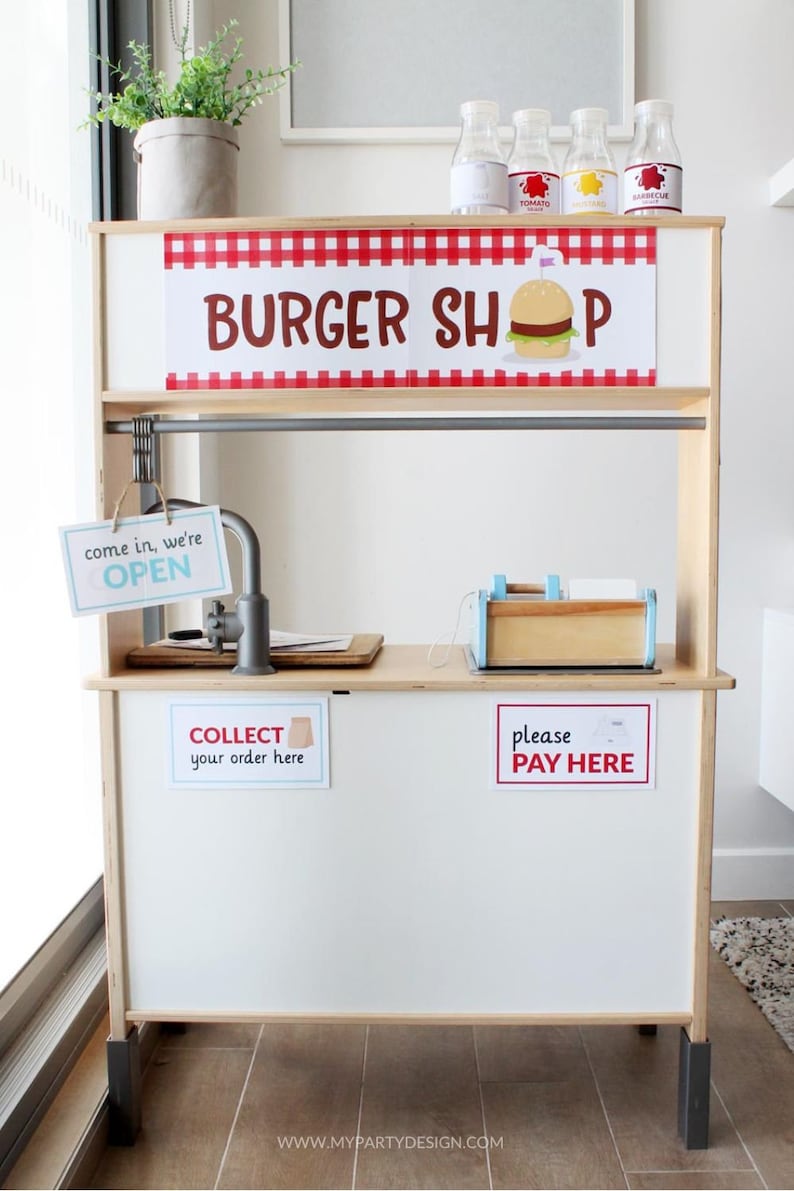 Jeu de rôle dramatique à imprimer Burger Shop, jeu de simulation pour enfants, jeu de rôle de restaurant de hamburgers pour enfants TÉLÉCHARGEMENT IMMÉDIAT PDF imprimable image 3