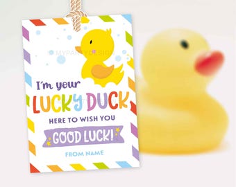 I'm Your Lucky Duck Good Luck Tag, Rubber Duck Encouragement Gift for Cheer Dance or Sports Team - INSTANT DOWNLOAD - Printable Editable PDF