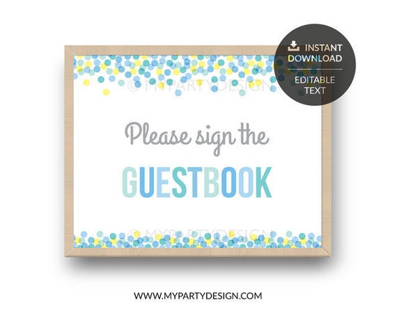 Baby Sprinkle Sign, Editable Guestbook Sign, Baby Sprinkle Decorations, Boy Baby Shower - INSTANT DOWNLOAD - Printable Editable PDF(BB02) Il_570xn