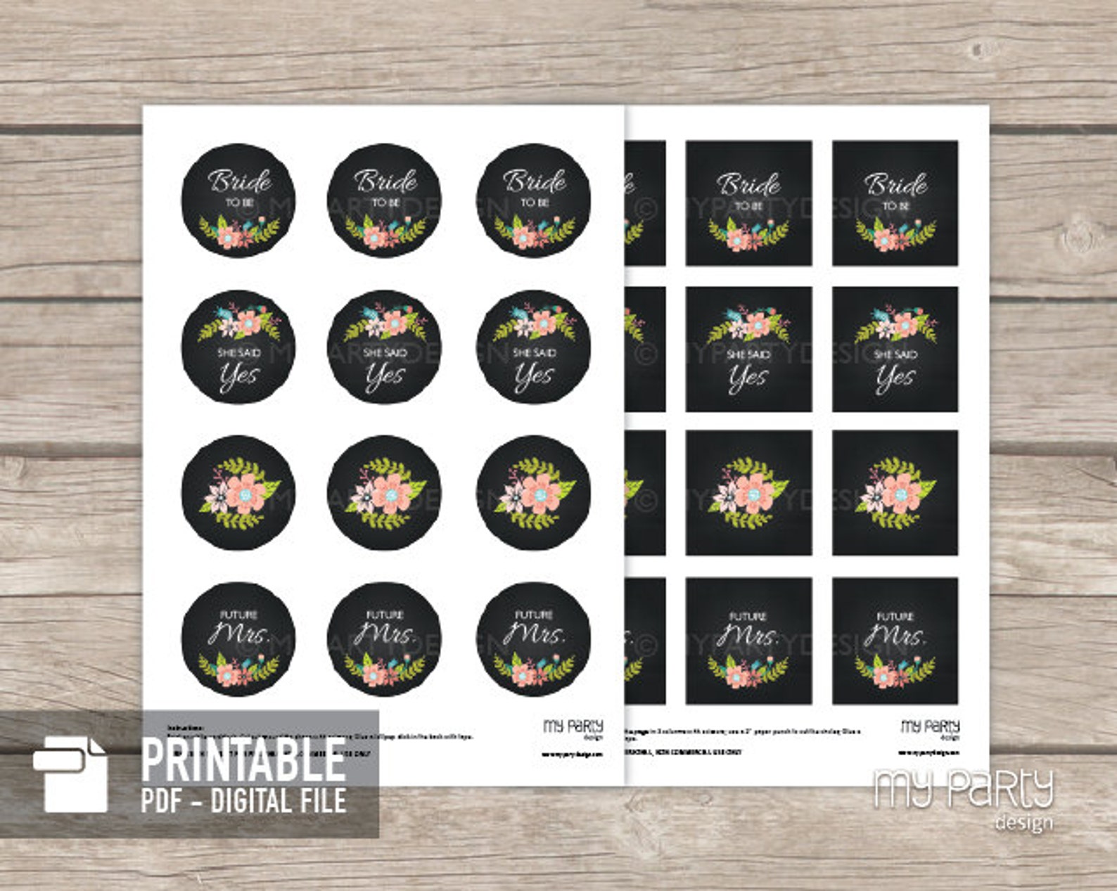 Bridal Shower Cupcake Toppers Engagement Party Printables | Etsy