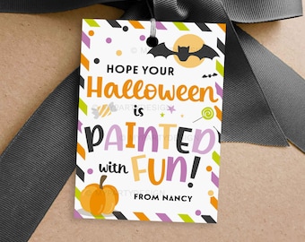 Halloween Painted With Fun Gift Tag, Halloween Class Gifts Label, Paint Gift for Students - INSTANT DOWNLOAD - Printable Editable PDF