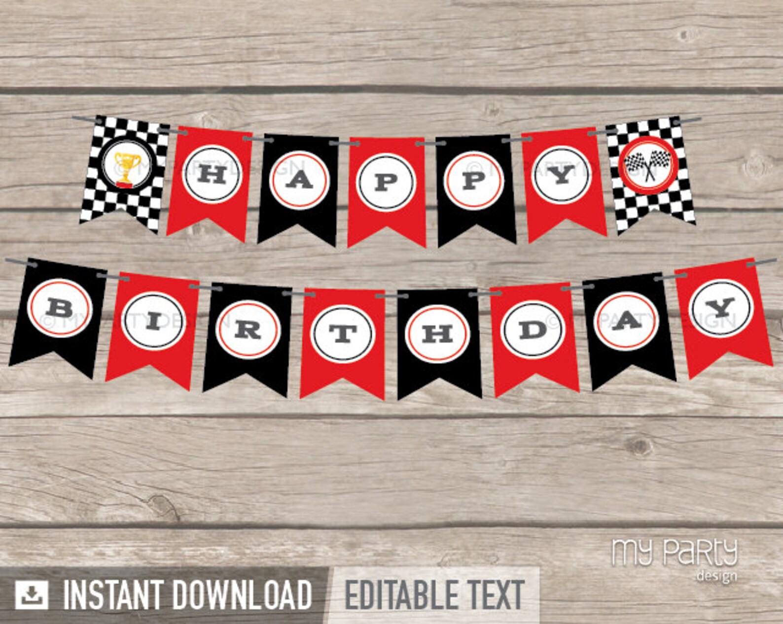 Race Car Birthday Banner Car Party Decorations Racing Happy Etsy