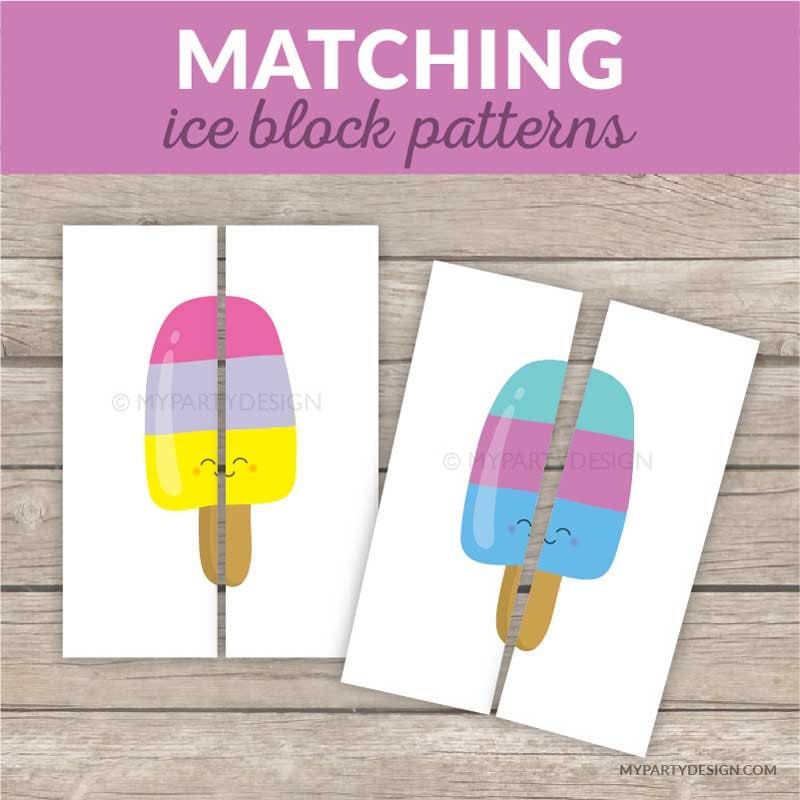 Ice Block Matching Patterns Puzzle, Ice Cream Game, Printable Activity ...