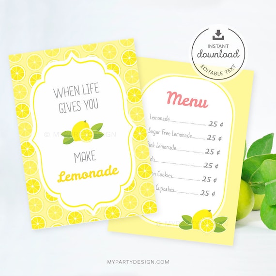 Lemonade Stand Signs and Decorations Lemon Birthday - Etsy