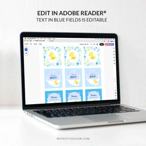 Rubber Duck Baby Shower Decorations, Rubber Ducky Party Pack, Gender Neutral Yellow Blue - INSTANT DOWNLOAD - Printable Editable PDF image 5