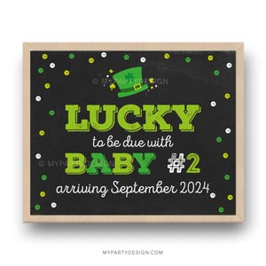 Lucky St Patrick's Day Schwangerschaftsankündigungsschild, anpassbarer Baby 2 Druck für schwangeres Foto - INSTANT DOWNLOAD - Printable editierbare PDF