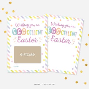 Porta-cartão de presente de Páscoa Eggcellent para professores, funcionários, colegas de trabalho, vizinhos, creches, cartão de voucher - DOWNLOAD INSTANTÂNEO - PDF para impressão