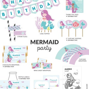 Mermaid Birthday Decorations, Mermaid Printables, Mermaid Party Pack ...