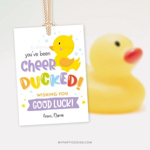 Cheer Duck Tags, du wurdest Ducked Tag für Cheerleader Good Luck, Duck Hiding Game Label - INSTANT DOWNLOAD - Printable Editable PDF