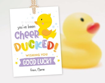 Cheer Duck Tags, You've been Ducked Tag for Cheerleader Good Luck, Duck Hiding Game Label - INSTANT DOWNLOAD - Printable Editable PDF