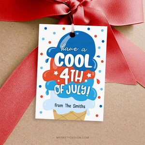 Have a Cool 4th of July Gift Tag, Independence Day Tag, Patriotic Red Blue, July Fourth Label - INSTANT DOWNLOAD - Printable Editable PDF