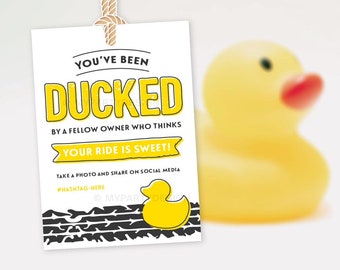 You've been Ducked Tags, Rubber Duck Labels for Ducking, Car Duck Hiding Game - INSTANT DOWNLOAD - Printable Editable PDF
