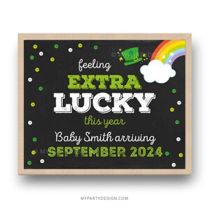 St Patrick's Day Schwangerschaftsankündigungsschild, anpassbarer Extra Lucky Print für Baby Reveal - SOFORTIGER DOWNLOAD - Druckbare bearbeitbare PDF