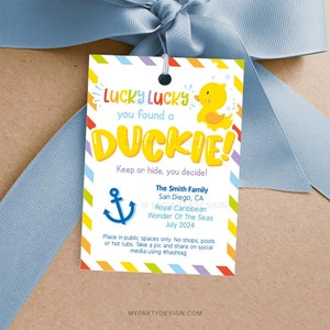 You Found a Duckie Cruise Ducks Tags for Cruise Rubber Duck Hiding Game, Cruising Label INSTANT DOWNLOAD Printable Editable PDF image 2