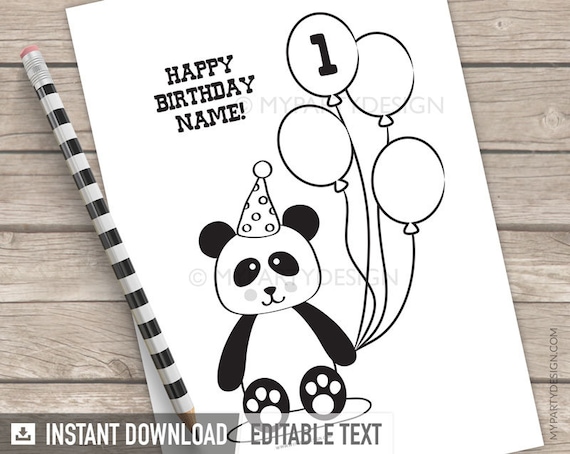 Panda Party Coloring Page, Panda Party Activity, Gender Neutral ...
