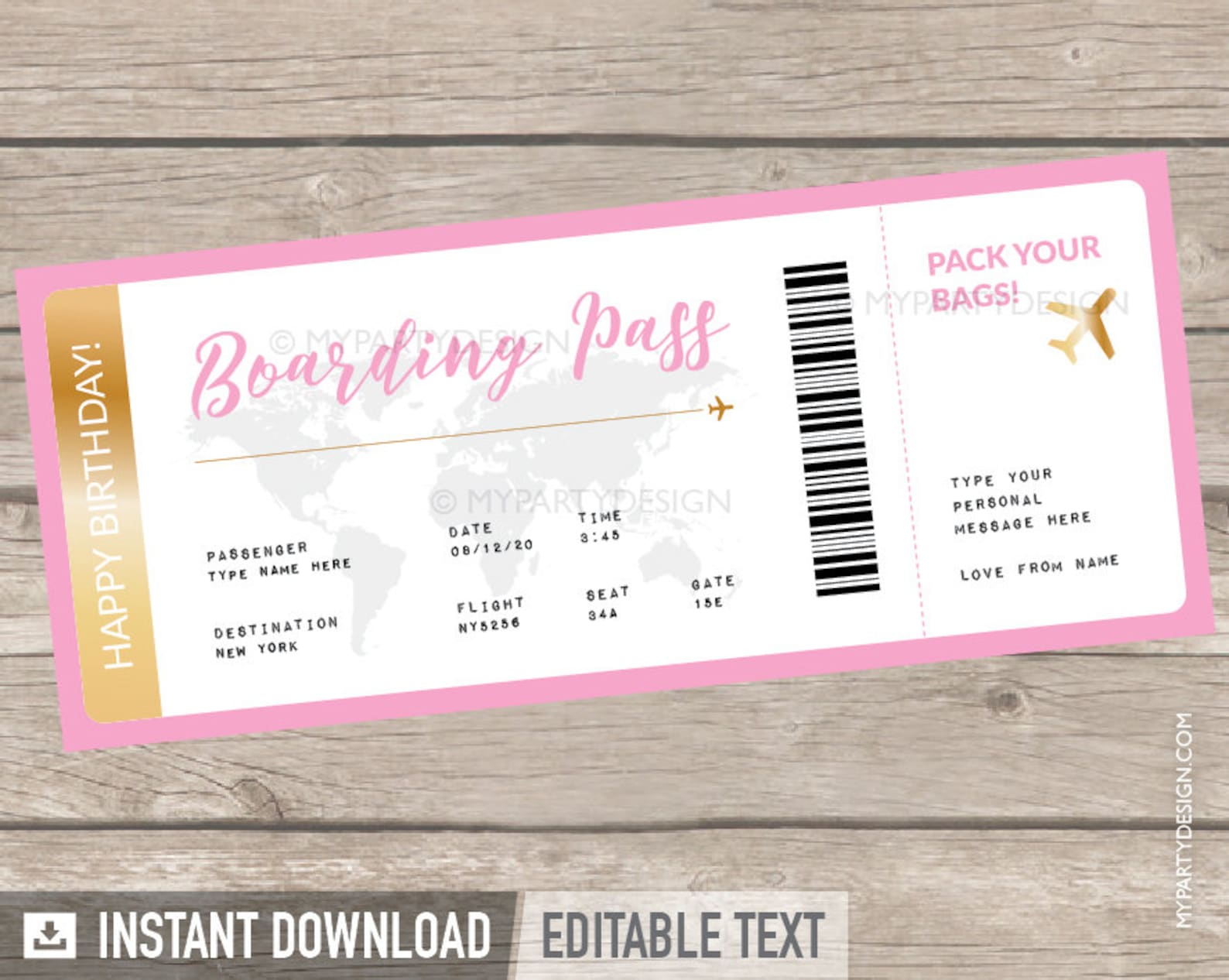fake travel ticket template