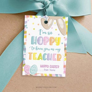 Hoppy tu es mon enseignant étiquette pour cadeaux d'école de Pâques, étiquette cadeau pour enseignant de l'élève - TÉLÉCHARGEMENT IMMÉDIAT - PDF modifiable imprimable