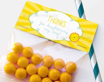 Sunshine Favor Tags, You are my Sunshine Party Decorations, Thank you Labels - INSTANT DOWNLOAD - Printable PDF with Editable Text