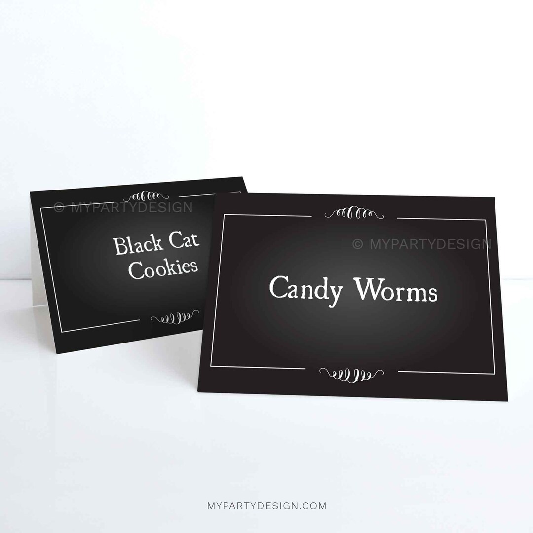Halloween Food Labels Black &amp; White Halloween Party Halloween Place ...