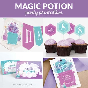 Magic Potion Party Decorations, Magical Birthday Pack, Enchanted Wizard Potion Making Party Kit - INSTANT DOWNLOAD - Printable Editable PDF