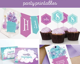 Magic Potion Party Decorations, Magical Birthday Pack, Enchanted Wizard Potion Making Party Kit - INSTANT DOWNLOAD - Printable Editable PDF
