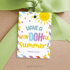Summer Pay Dough Geschenkanhänger, Won-doh-ful-Sommeretiketten für Geschenke für Studenten am letzten Schultag - SOFORTIGER DOWNLOAD - Druckbare bearbeitbare PDF-Datei
