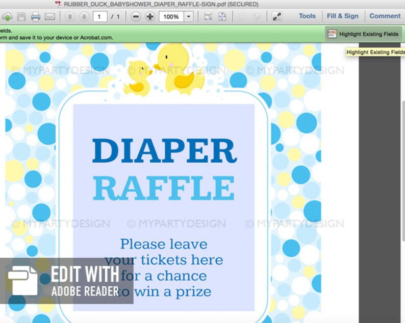 Diaper Raffle Tickets and Sign Rubber Duck Baby Shower Etsy