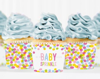 Baby Sprinkle Cupcake Wrappers, Baby Sprinkle Decorations, Baby Shower Party Decor - INSTANT DOWNLOAD - Printable PDF (BB01)