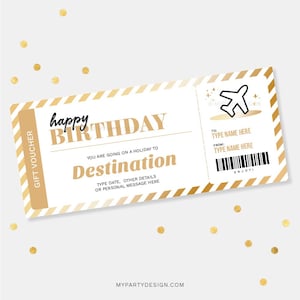 Sjabloon vakantiecadeaubon, reiscadeaukaart verjaardag, verrassingscadeaubon vakantiecadeau - INSTANT DOWNLOAD - afdrukbare bewerkbare pdf
