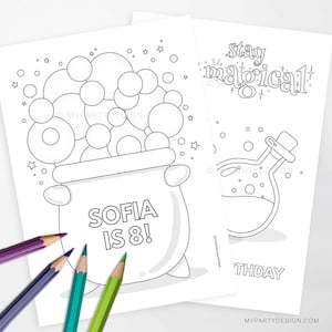 Magic Potion Party Coloring Page, Spell Mixing Party Activity, Potion Coloring Sheet - INSTANT DOWNLOAD - Printable PDF with Editable Text