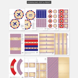 Resefestdekorationer, avskedsfestpaket, avskedsfestkit, Vintage Bon Voyage - DIREKT NEDLADDNING - Utskrivbar redigerbar PDF bild 3