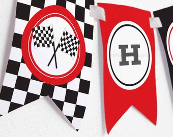 Modello da colorare di auto da corsa e bandiera a scacchi da scaricare