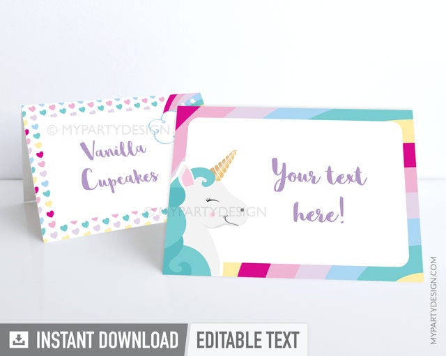 unicorn party food labels placecards rainbow party etsy
