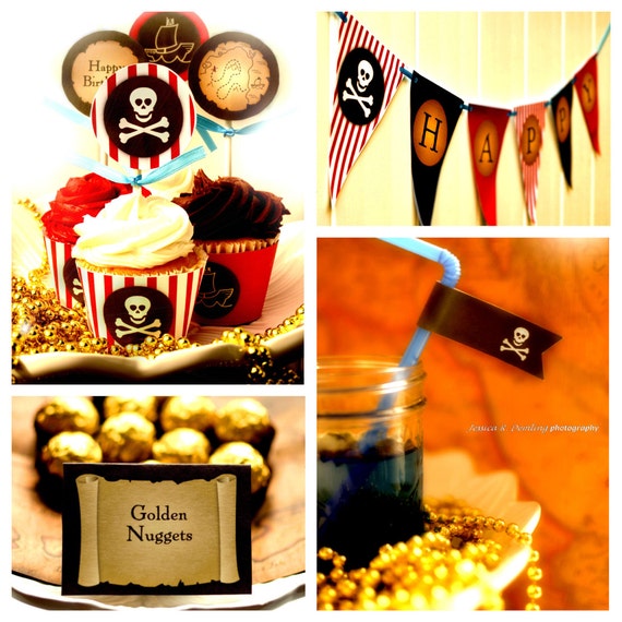 Pirate Birthday Decorations, Party Pack, Pirate Party Kit, Party Printables for boys - INSTANT DOWNLOAD - Printable Editable PDF Il_570xn