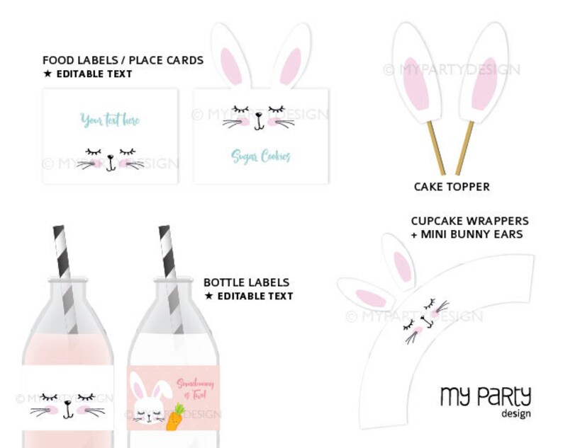 Bunny Party Decorations, Bunny Birthday, Easter Rabbit Party Pack ...