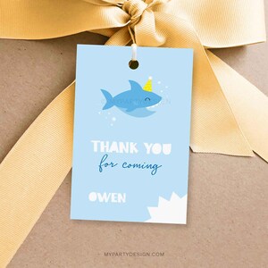 Shark Birthday Favor Tags, Under the Sea Party Decorations, Shark Bite Thank you Tags - INSTANT DOWNLOAD - Printable PDF with Editable Text