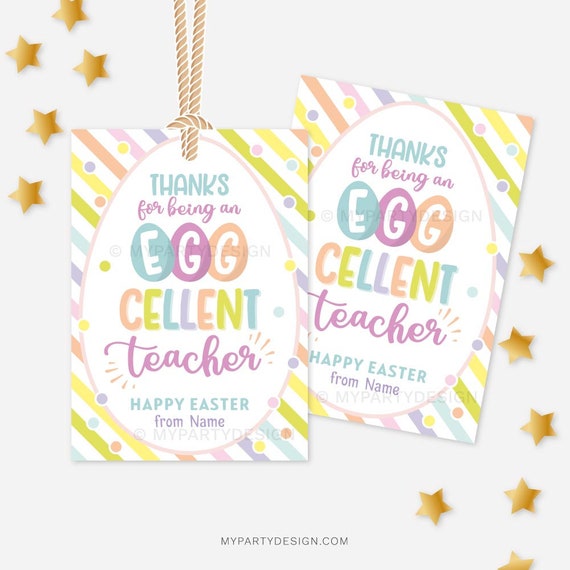 Eggcellent Teacher Easter Tag, Easter Favor Tags for Teachers, Daycare Preschool Appreciation - INSTANT DOWNLOAD - Printable Editable PDF Il_570xn