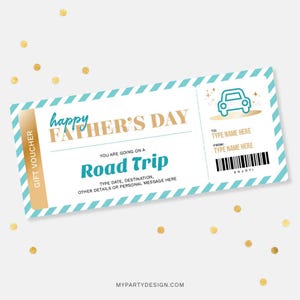 Vatertag Road Trip Geschenkgutschein Vorlage, Geschenkkarte für Papa, Überraschungsurlaub Zertifikat - SOFORTIGER DOWNLOAD - Druckbare bearbeitbare PDF
