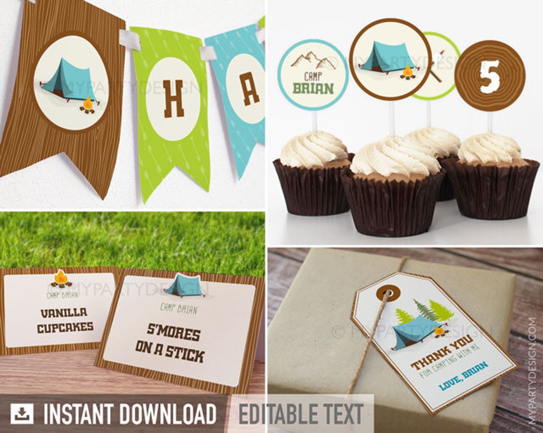 Camping Party Printables, Camp Birthday Party Pack, Boys Campout ...