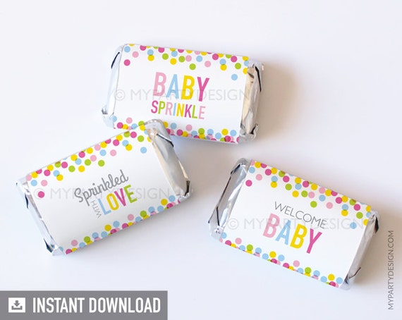 Baby Sprinkle Party Favors, Mini Chocolate Wrappers, Baby Sprinkle