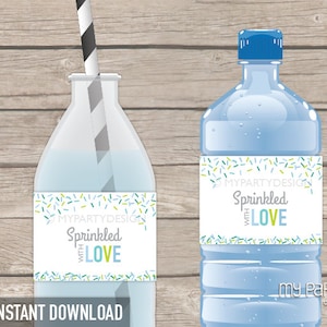 Baby Sprinkle Bottle Labels, Boy Baby Shower, Sprinkles - INSTANT DOWNLOAD - Printable PDF (BB03)