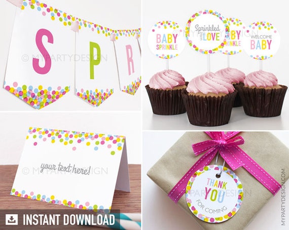 Baby Sprinkle - Party Pack - Baby Shower - INSTANT DOWNLOAD - Printable PDF with Editable Text (BB01) Il_570xn