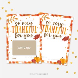 Fall Thankful for You Gift Card Holder, Thanksgiving or Autumn Gift for Staff or Teacher Appreciation - INSTANT DOWNLOAD - Printable PDF