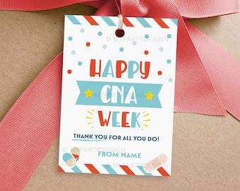 Happy CNA Week Tag, Thank You Label for Certified Nursing Assistants and Staff Appreciation Gift - INSTANT DOWNLOAD - Printable Editable Pdf