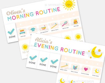 Routine Flip Chart for Kids, Morning, Afternoon and Evening Daily Schedule, Toddler To Do List - INSTANT DOWNLOAD - Printable Editable PDF