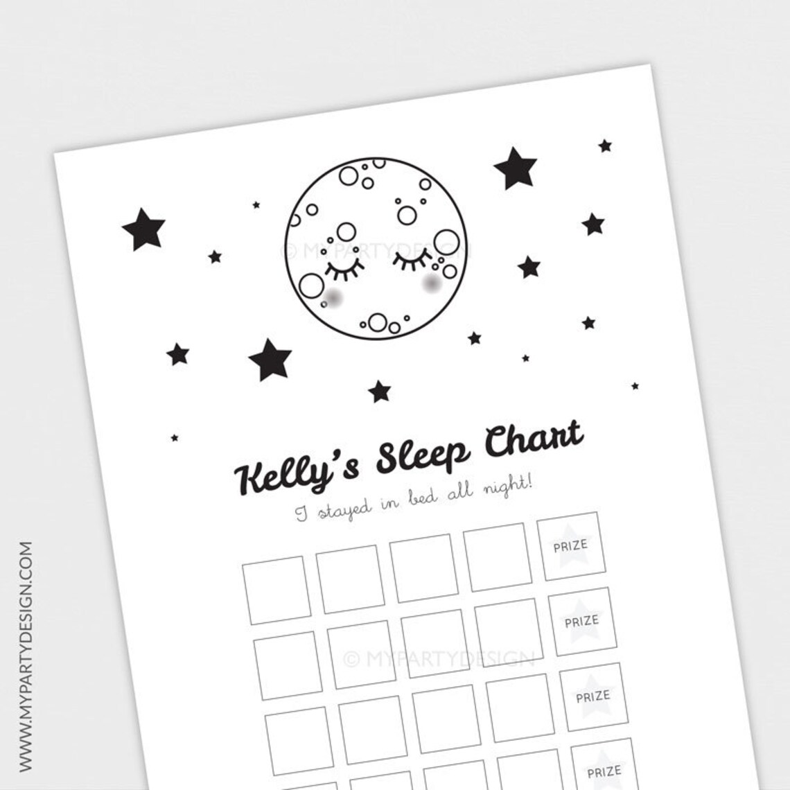 Toddler Sleep Chart Kids Reward Chart for Sleep Training Etsy