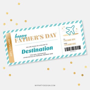 Vatertag Urlaub Geschenkgutschein Vorlage, Geschenkkarte für Papa, Überraschungsurlaub Zertifikat - SOFORTIGER DOWNLOAD - Druckbare bearbeitbare PDF