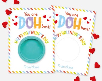 Play Dough Valentine's Day Card, Kids Valentine Tags for Classroom, You are Doh Best Gift Label - INSTANT DOWNLOAD - Printable Editable PDF