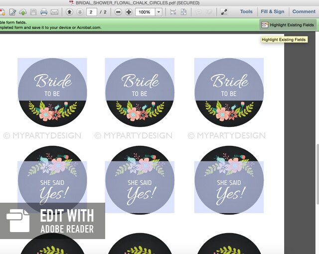 Bridal Shower Cupcake Toppers Engagement Party Printables | Etsy