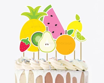 Tutti Frutti Kuchen Topper, Twotti Frutti Geburtstagsdekoration, Geburtstag Party Tortendeko, Tropische Früchte - INSTANT DOWNLOAD - Printable PDF
